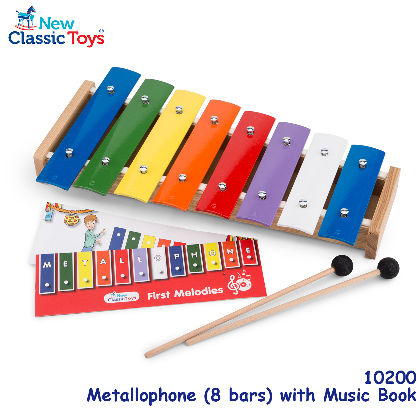 New Classic Toys - 彩色8音鍵敲擊鐵片琴連琴譜 #10200 1