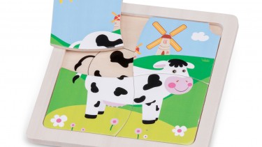 New Classic Toys – Mini Puzzle 木製彩色乳牛圖案系列拼切套裝玩具 #10526