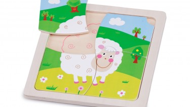 New Classic Toys – Mini Puzzle 木製彩色綿羊圖案系列拼切套裝玩具 #10527