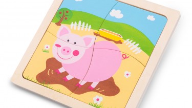 New Classic Toys – Mini Puzzle 木製彩色豬仔圖案系列拼切套裝玩具 #10528