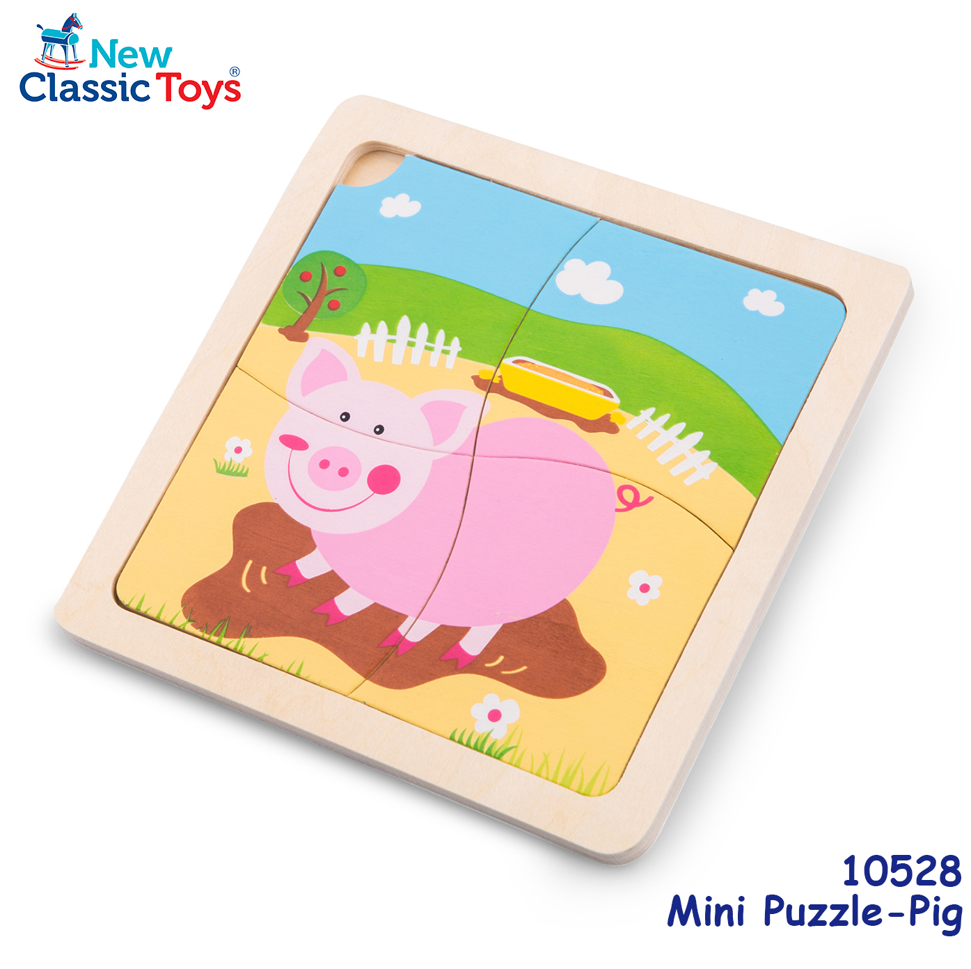 New Classic Toys - Mini Puzzle 木製彩色豬仔圖案系列拼切套裝玩具 #10528 2