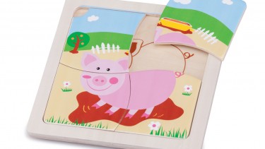 New Classic Toys – Mini Puzzle 木製彩色豬仔圖案系列拼切套裝玩具 #10528