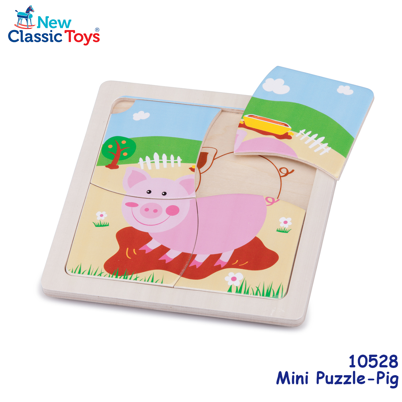New Classic Toys - Mini Puzzle 木製彩色豬仔圖案系列拼切套裝玩具 #10528 1