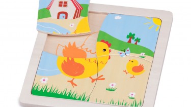 New Classic Toys – Mini Puzzle 木製彩色小雞圖案系列拼切套裝玩具 #10529