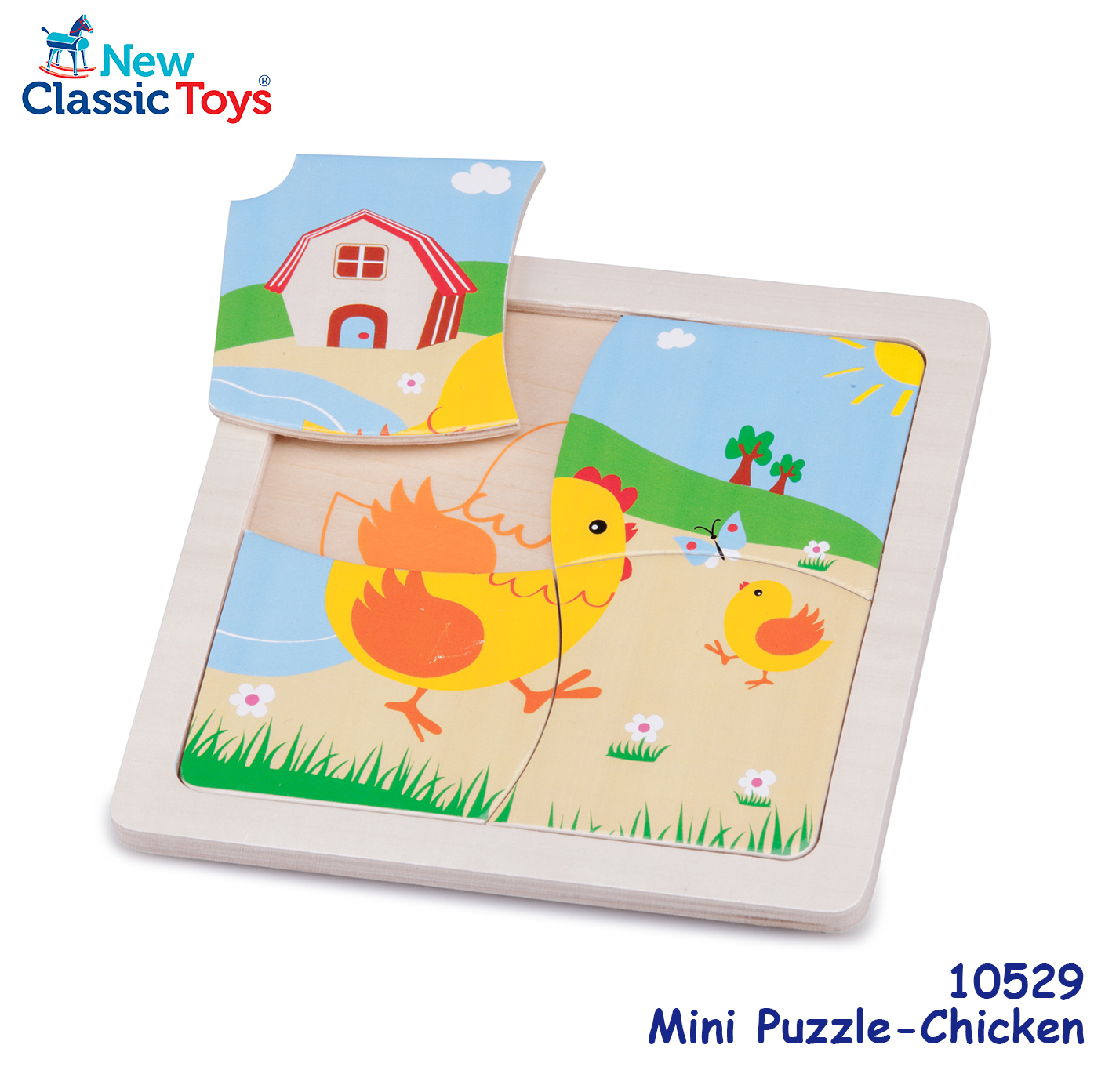 New Classic Toys - Mini Puzzle 木製彩色小雞圖案系列拼切套裝玩具 #10529 1