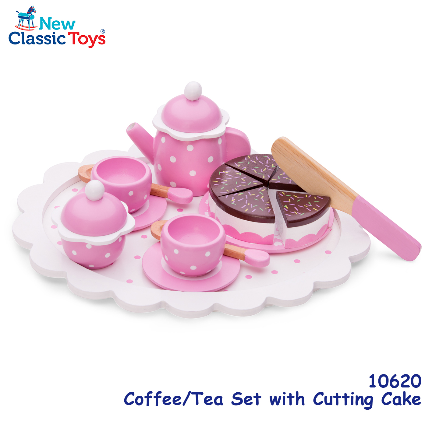 New Classic Toys - 木製粉紅咖啡蛋糕套餐玩具 #10620 1