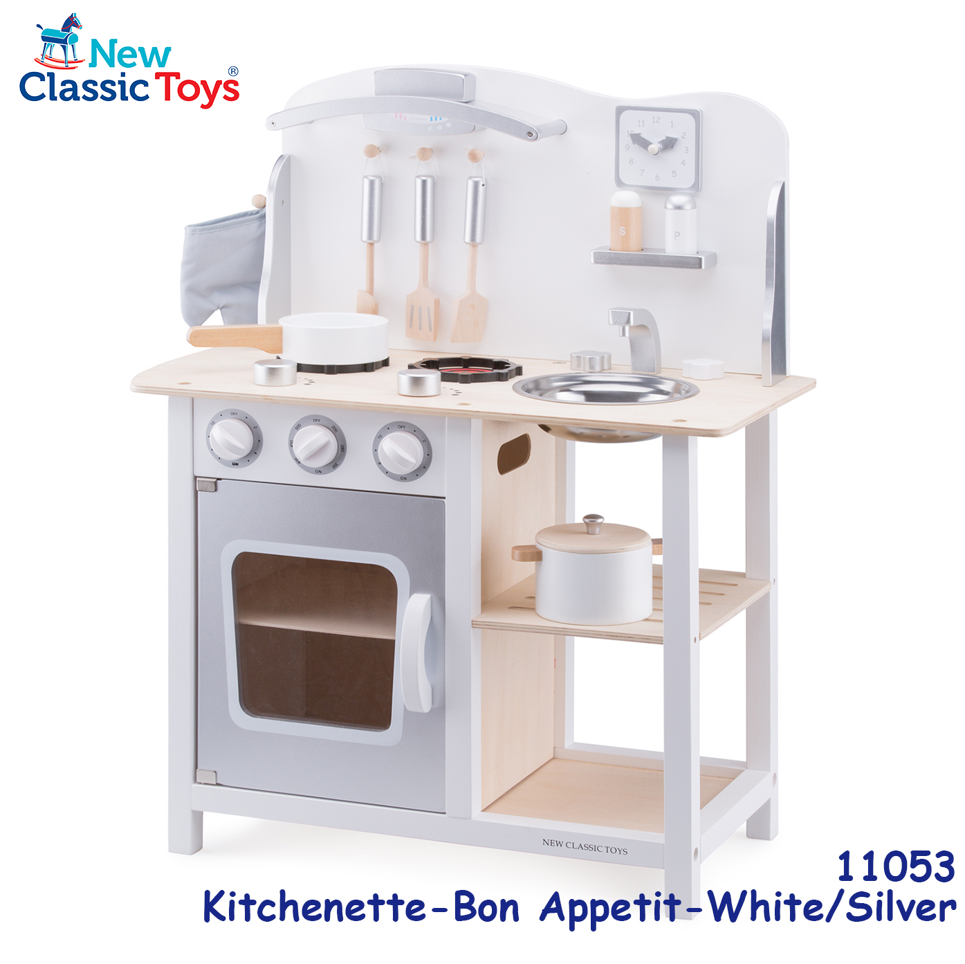 New Classic Toys - 木製銀色現代經典廚房系列套裝玩具 #11053 2