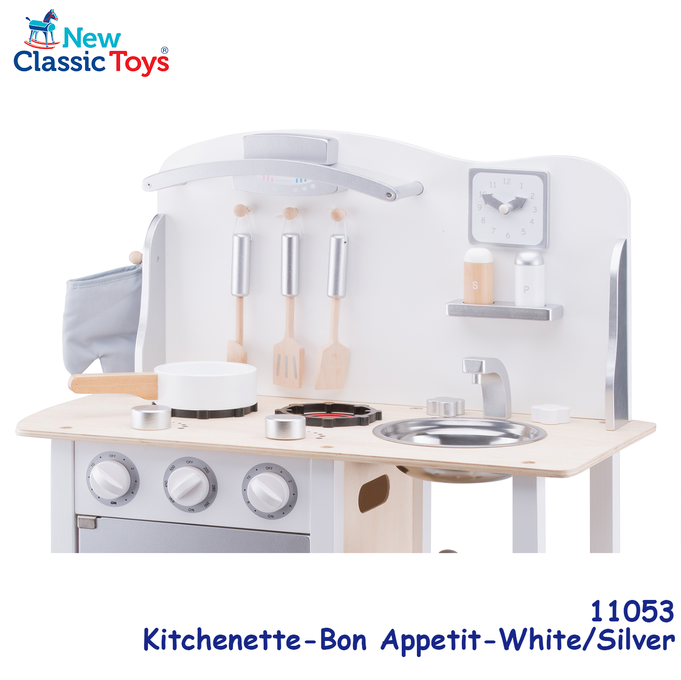 New Classic Toys - 木製銀色現代經典廚房系列套裝玩具 #11053 5