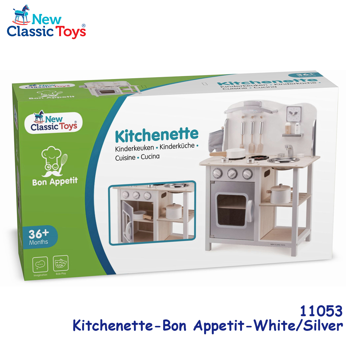 New Classic Toys - 木製銀色現代經典廚房系列套裝玩具 #11053 6