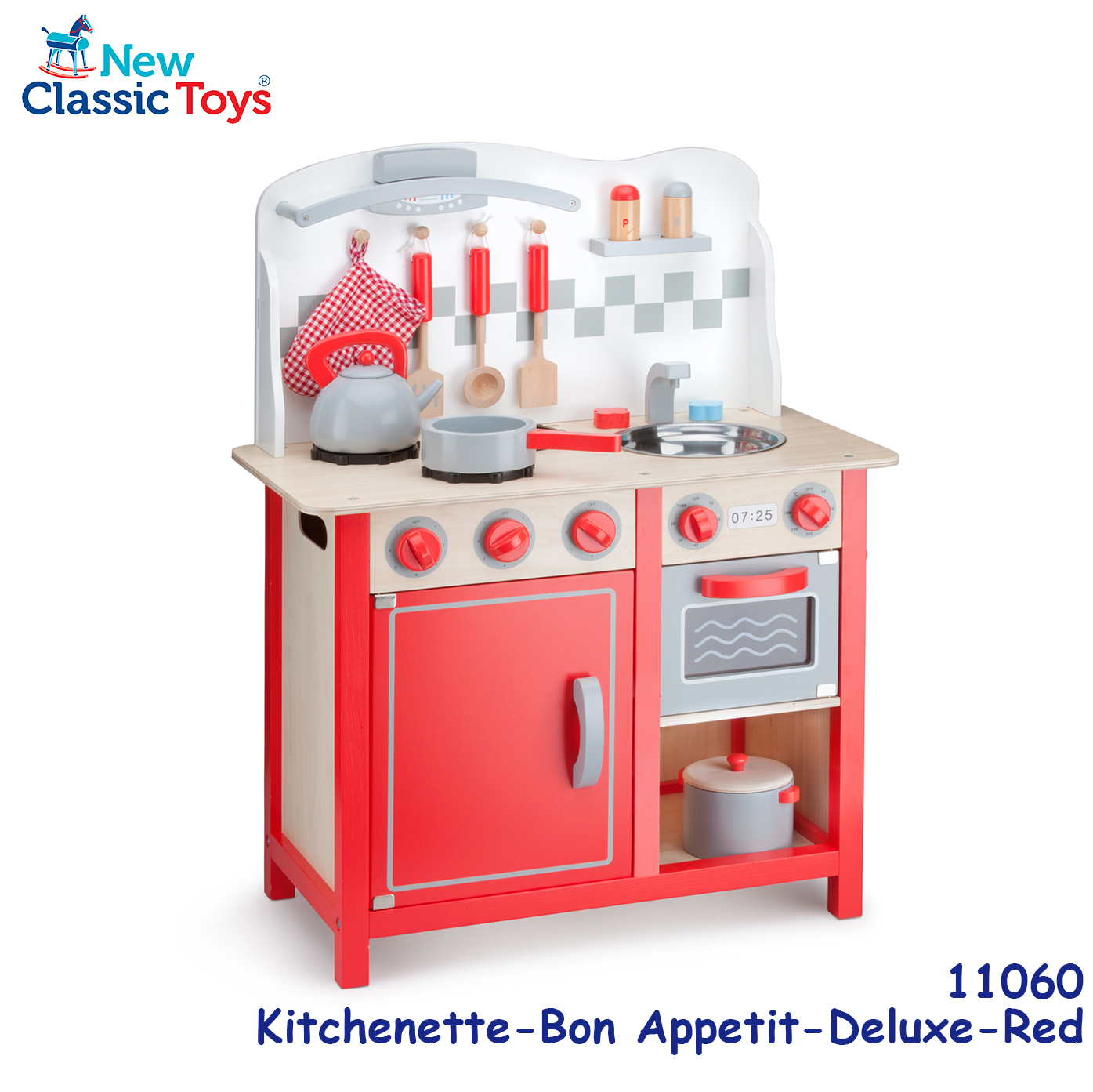 New Classic Toys - 木製豪華配置版紅色廚房系列套裝玩具 #11060 1