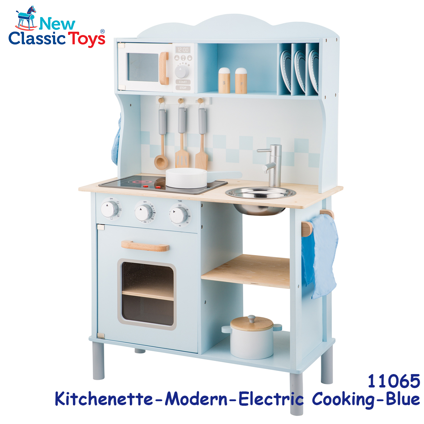 New Classic Toys - 木製聲光粉藍色廚房系列套裝玩具 #11065 2