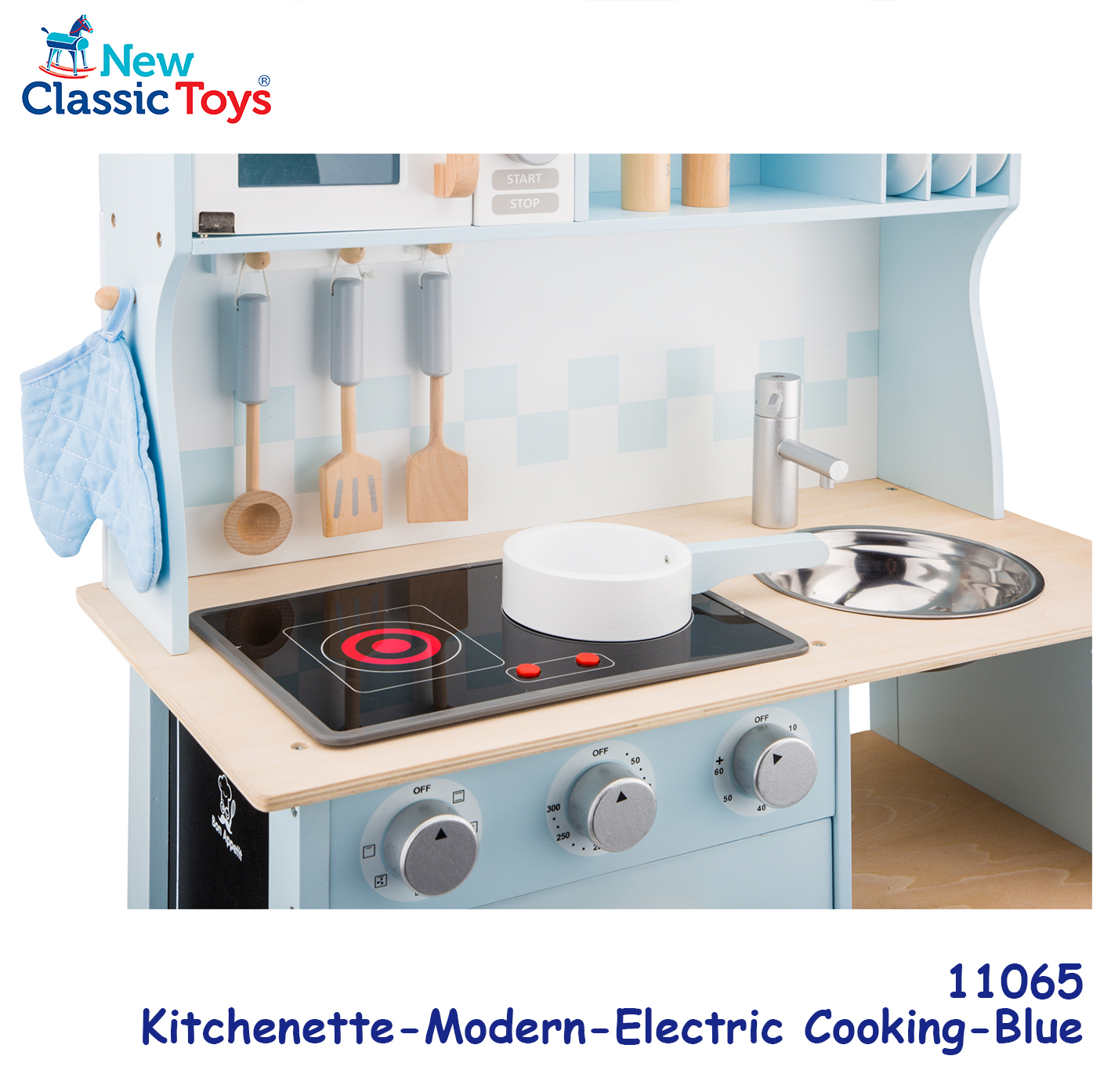New Classic Toys - 木製聲光粉藍色廚房系列套裝玩具 #11065 3