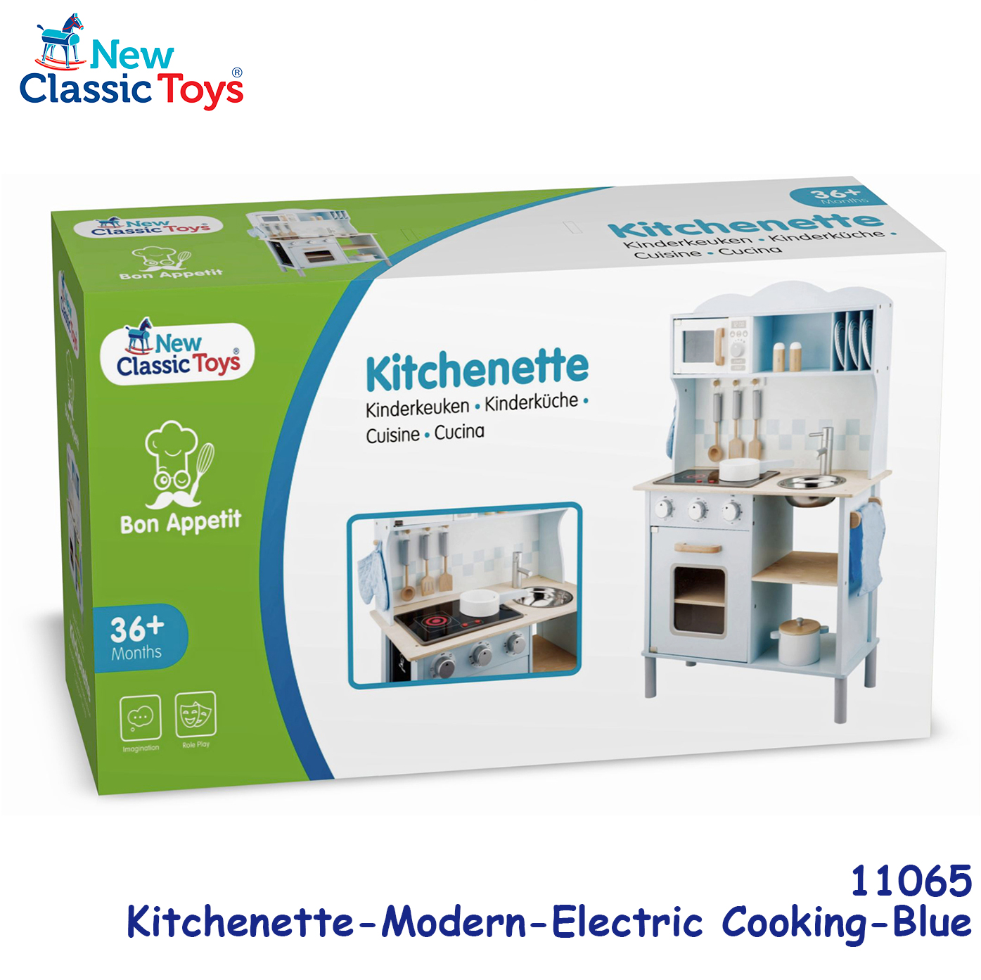 New Classic Toys - 木製聲光粉藍色廚房系列套裝玩具 #11065 5
