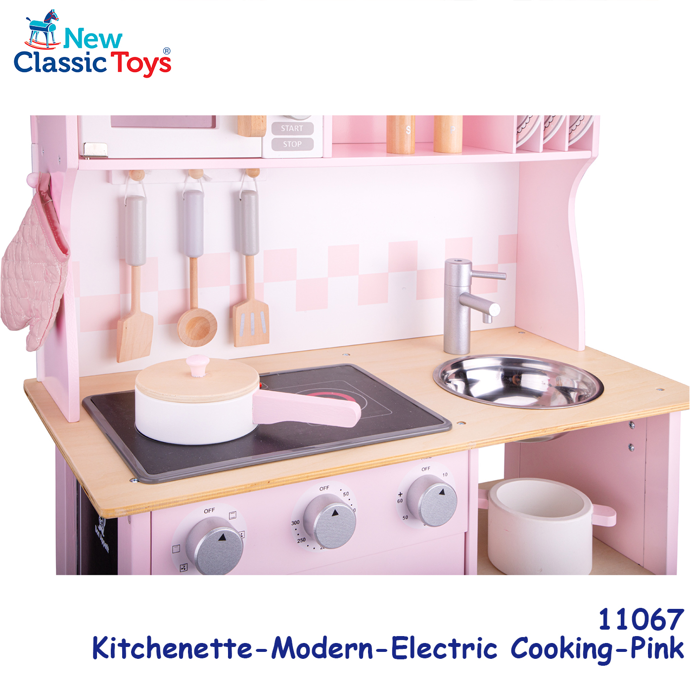 New Classic Toys - 木製聲光粉紅色廚房系列套裝玩具 #11067 3