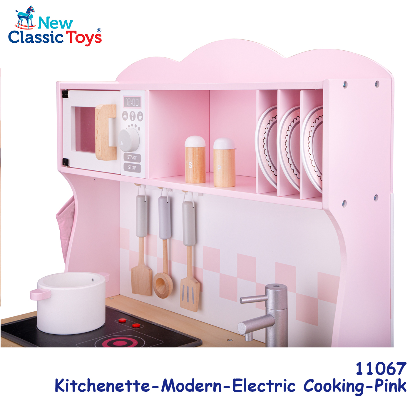 New Classic Toys - 木製聲光粉紅色廚房系列套裝玩具 #11067 4