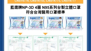 藍鷹牌 NP-3DMB 成人立體4層N95口罩 (藍色配白耳帶)