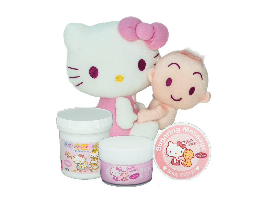 BabySkin - Hello Kitty Gift Set ( 純天然甜菜糖沐浴露 200克, 純天然甜菜糖按摩霜 55克, 純天然甜菜糖按摩霜 30克 及 限量Hello Kitty可愛毛公仔一個︱Sugaring Bath 200g, Sugaring Massage 55g, Sugaring Massage 30g, Limited Hello Kitty Toy ) 1