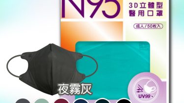 藍鷹牌 NP-3DAMMCG-50 3D 5層醫用N95立體型口罩50片盒 (夜霧灰)